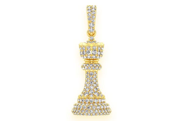 0.75ct Diamond Queen Chess Piece Pendant 14K Solid Gold