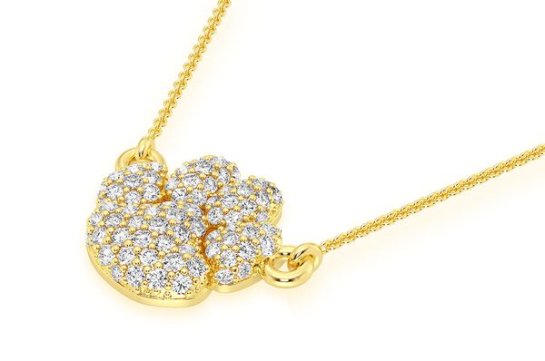0.35ct Diamond Dog Paw Connected Necklace 14K Solid Gold