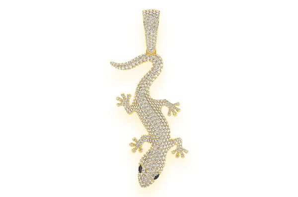4.20ct Diamond Lizard Pendant 14K Solid Gold