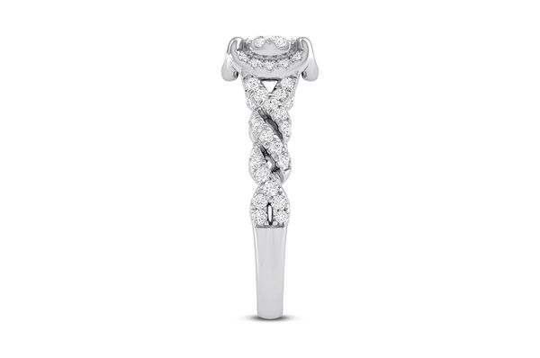 Bague de fiançailles ronde à double halo torsadé avec diamant de 1,25 ct, entièrement naturelle, en or blanc 14 carats