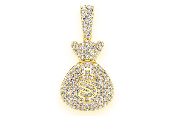 1.33ct Diamond Money Bag Pendant 14K Solid Gold