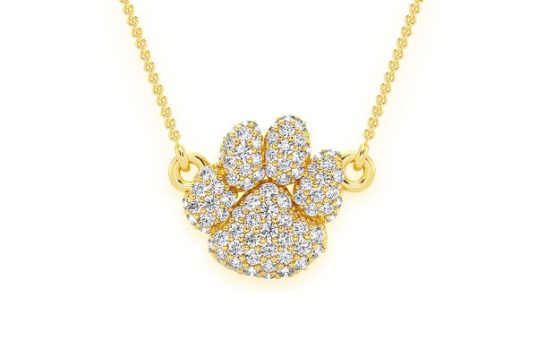 0.35ct Diamond Dog Paw Connected Necklace 14K Solid Gold