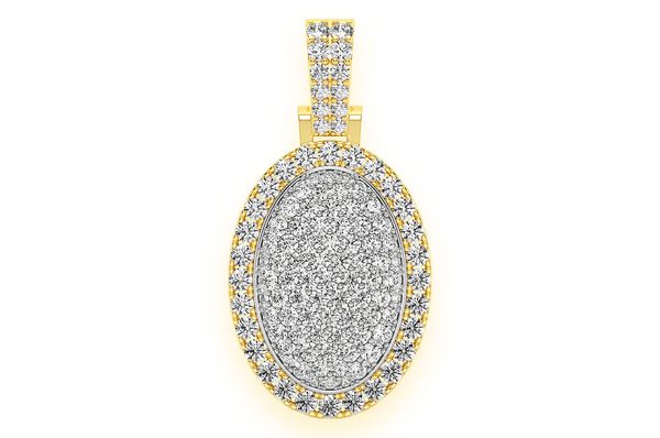 Almohada ovalada de doble capa con colgante de diamantes de 2,50 ct en oro macizo de 14 quilates