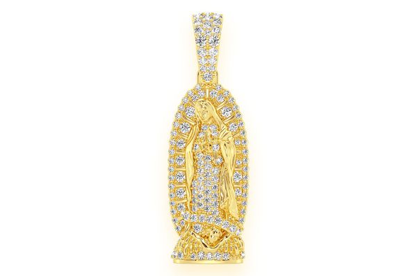 0.65ct Diamond Virgin De Guadalupe Pendant 14K Solid Gold