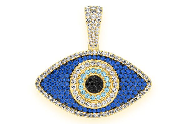 Pendentif diamant Evil Eye 3,50 ct en or massif 14 carats